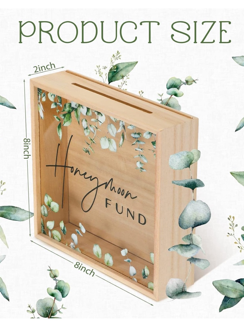 Honeymoon Fund Wooden Shadow Box Bank